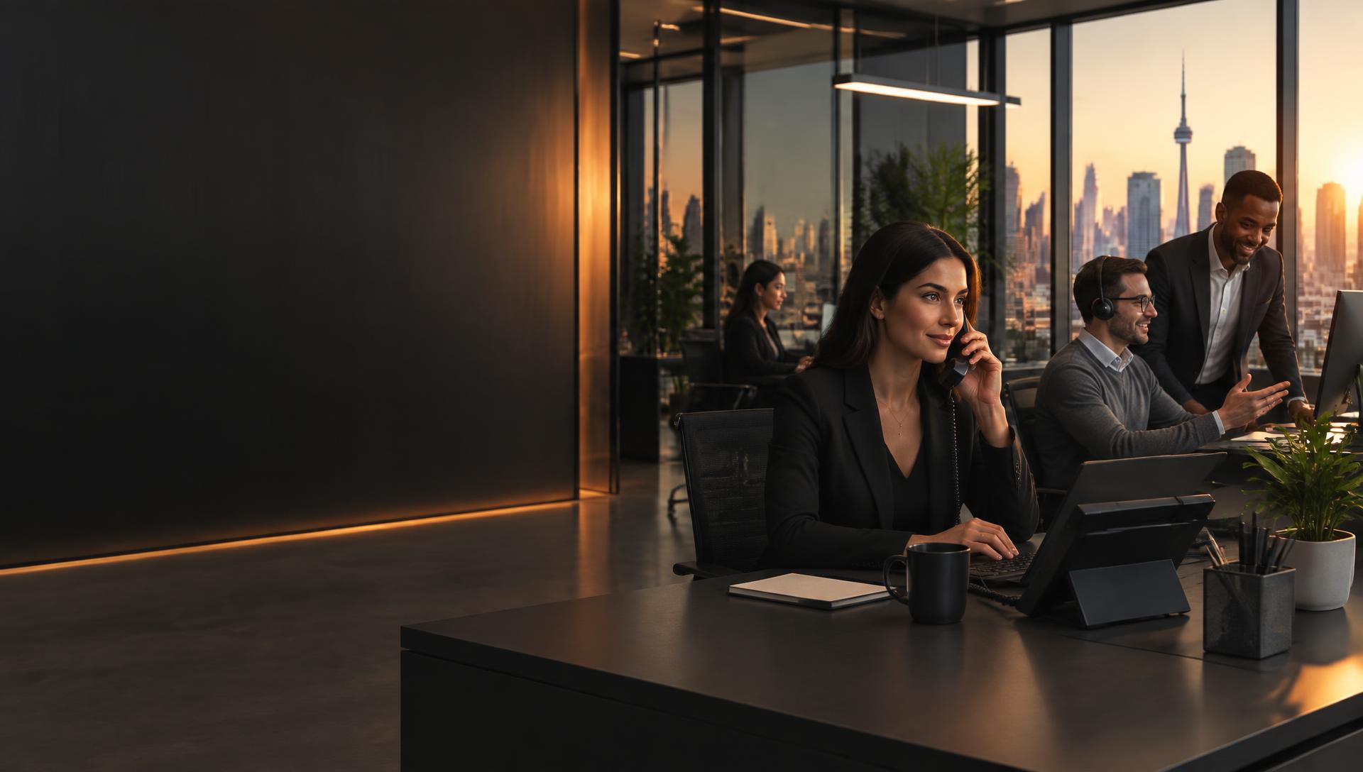 Canadian business team collaborating in a modern office